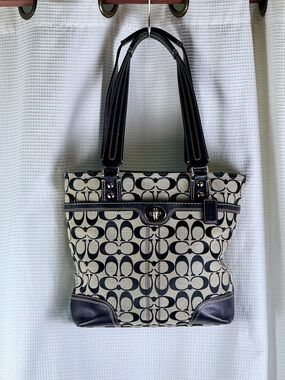 Coach Hamptons Jacquard Crossbody Bag in Black & Gray | Style F13973 | Authentic